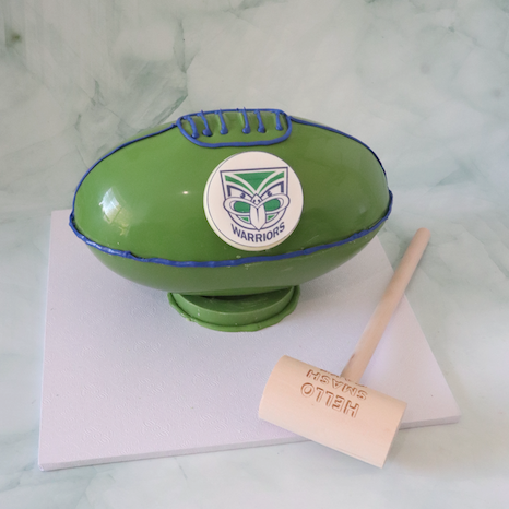 Warriors Rugby Ball Smash Cake